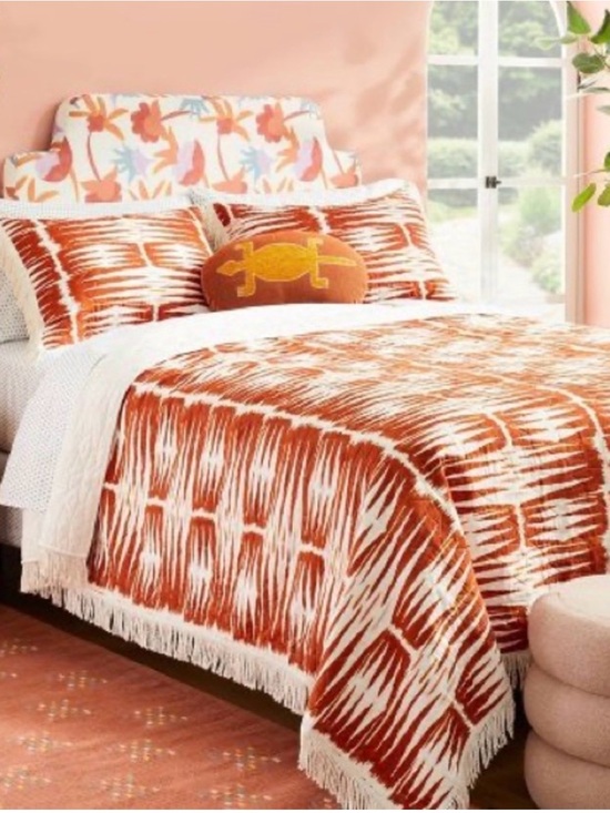 Opal House Other - Opal house King Quilt set -Rust Orange with Fringe